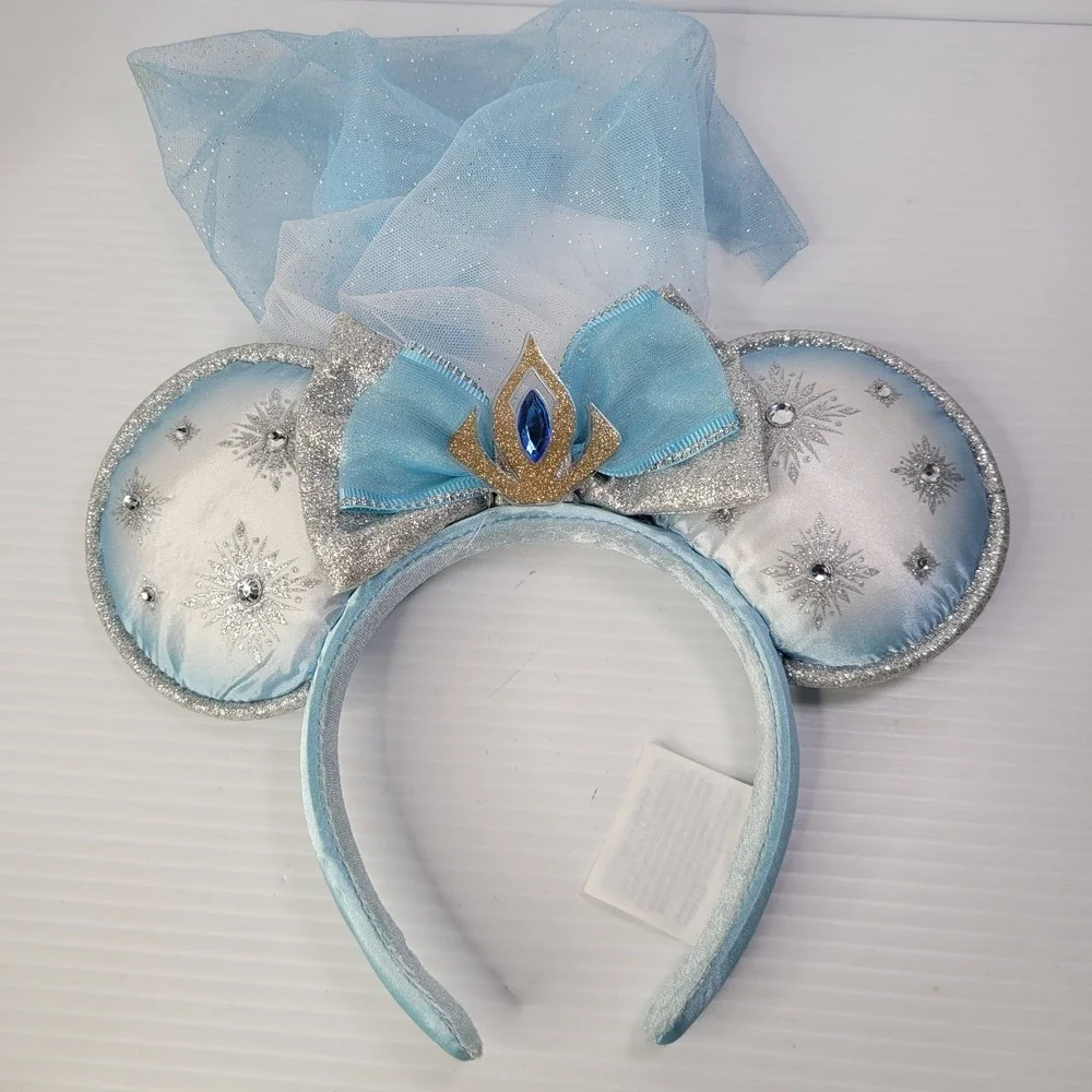 Disney Parks Frozen Elsa Minnie Mouse Rhinestones & Vail Ear Headband